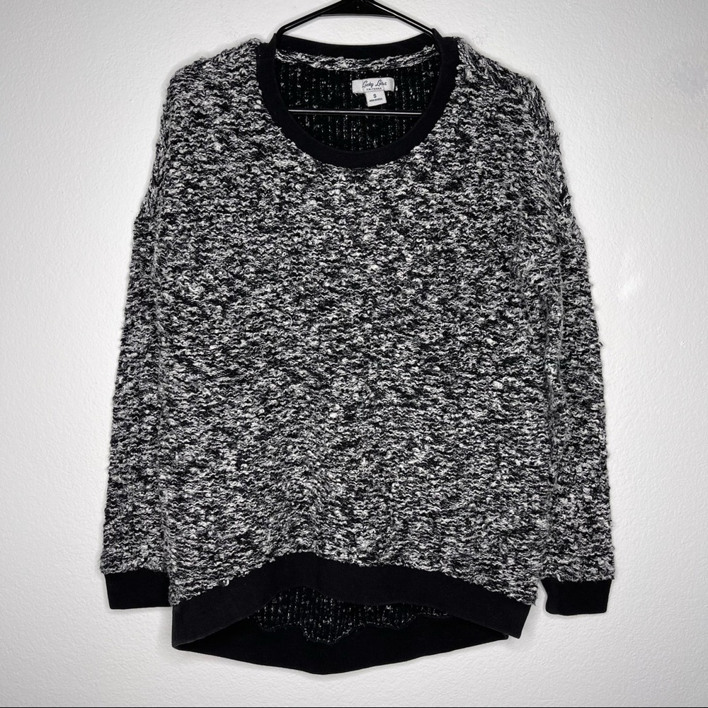 Lucky Lotus by Lucky Brand Black and White Boucle Crew Neck Tunic‎ Size S